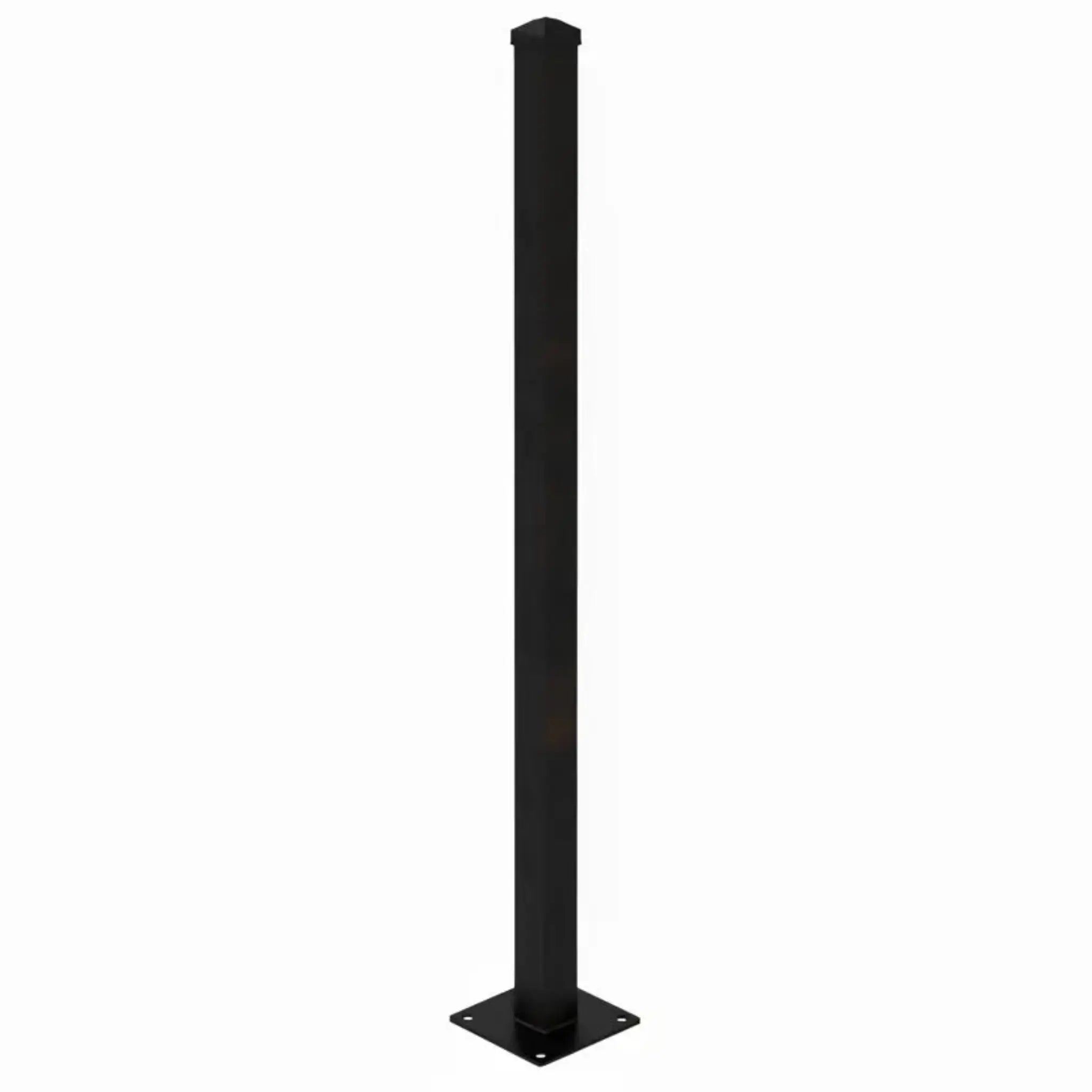 100x100mm flat aluminium fence post with cap in black 2000mm - XGATE NZ