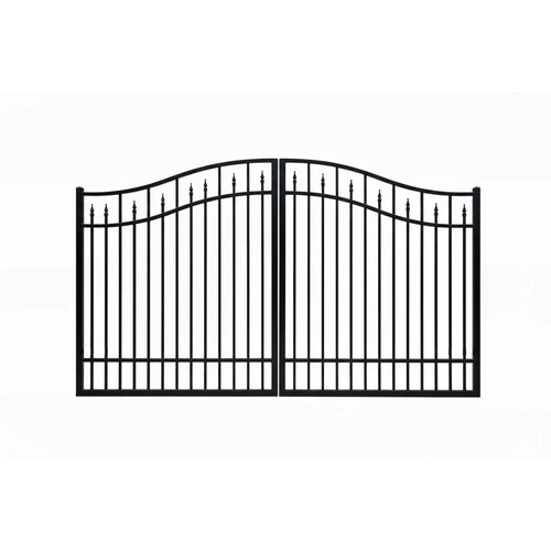 Arch top aluminium double swing gates in black - XGATE NZ