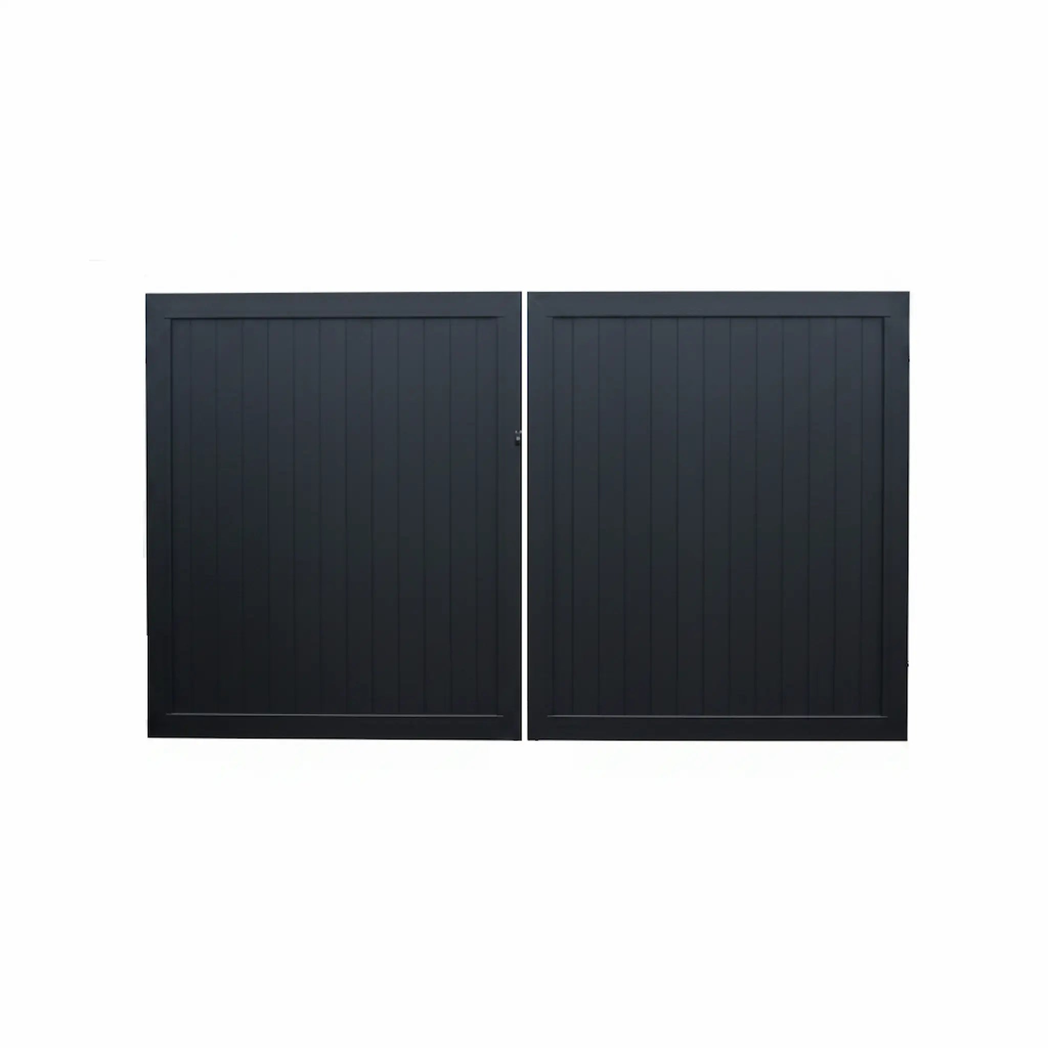 Vertical Tongue and Groove Aluminium Double Swing Gates Black XS06B - XGATE NZ