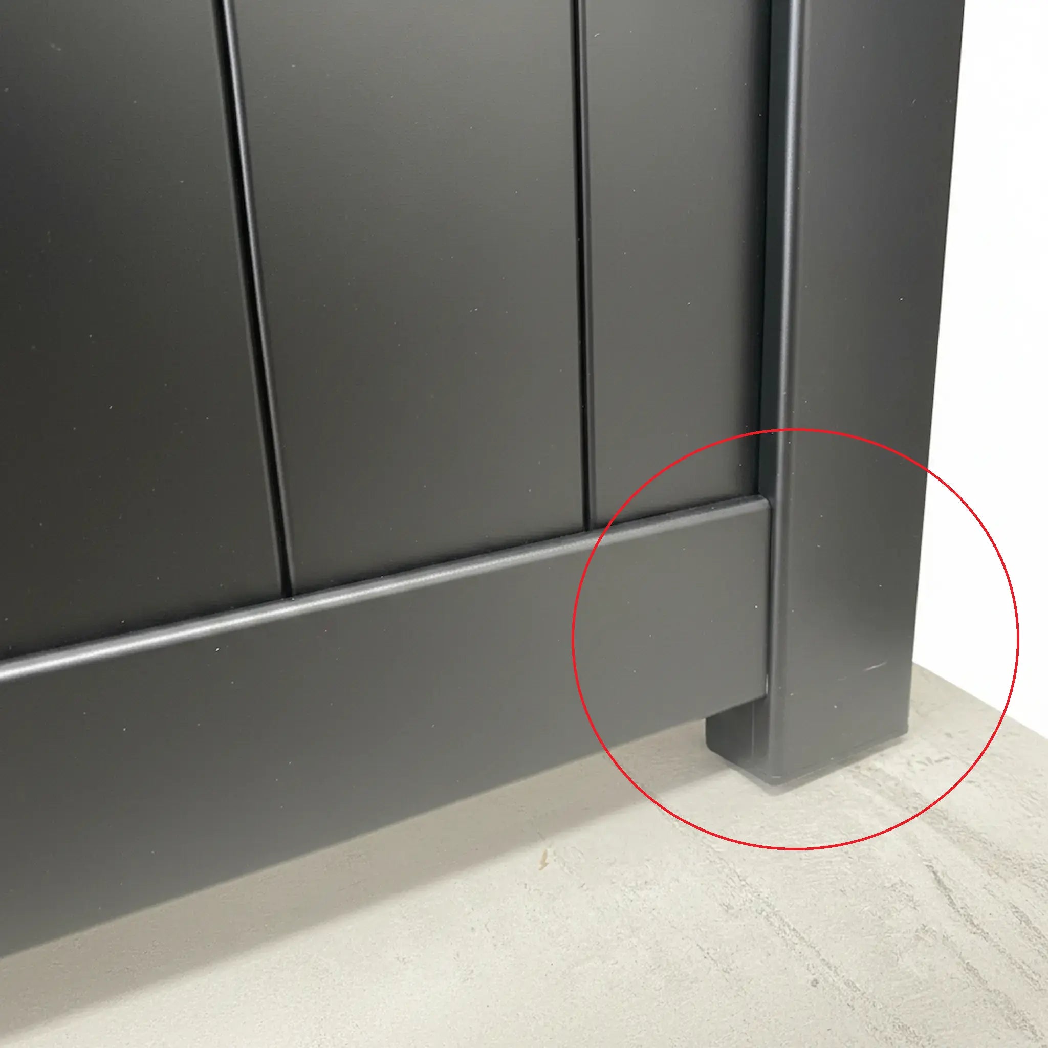 Deco Slat Aluminium Double Swing Gate - Bottom Junction Close Up - XGATE NZ