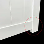 Bottom Rail Junction Close Up White - Vertical Louvre-Slat Double Swing Gate XS10W - XGATE NZ