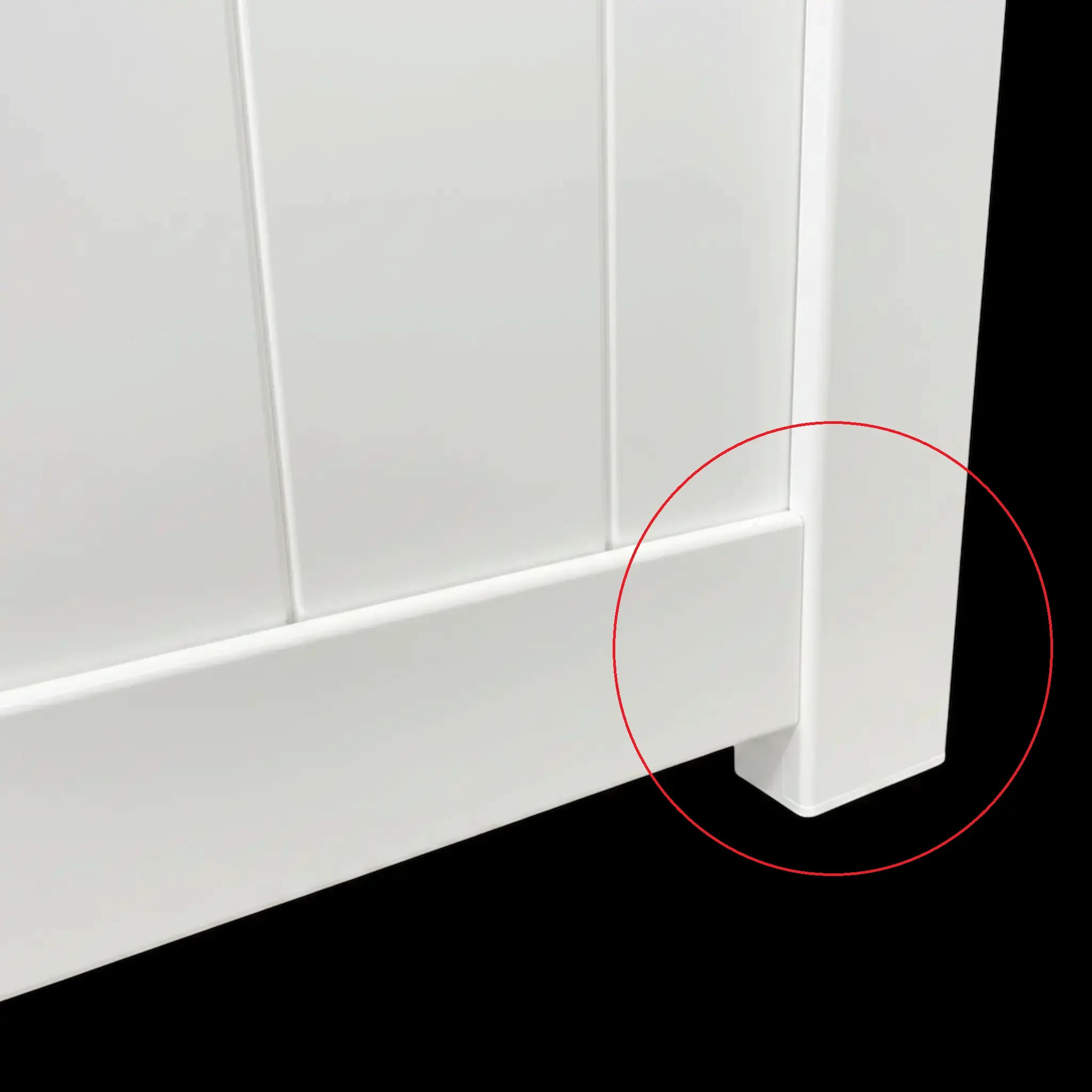 Bottom Rail Junction Close Up White - Vertical Louvre-Slat Double Swing Gate XS10W - XGATE NZ