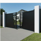 Deco Slat Aluminium Double Swing Gates | Black | XS17B | NZ