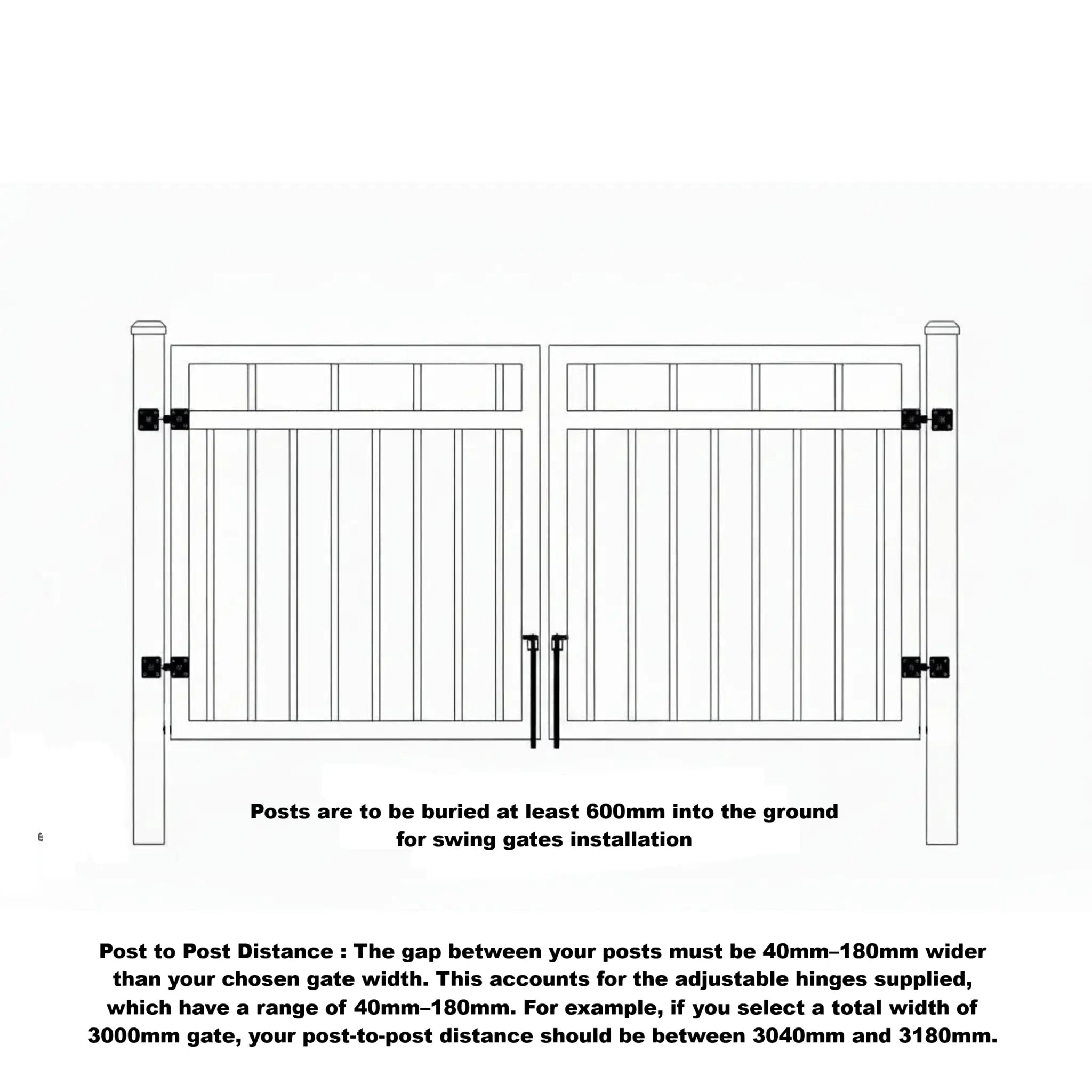 Arch Top Aluminium Double Swing Gates | Black | XS18B | NZ