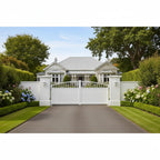 Estate Arch Aluminium Double Swing Gates White XS16W - Installed Christchurch - XGATE NZ