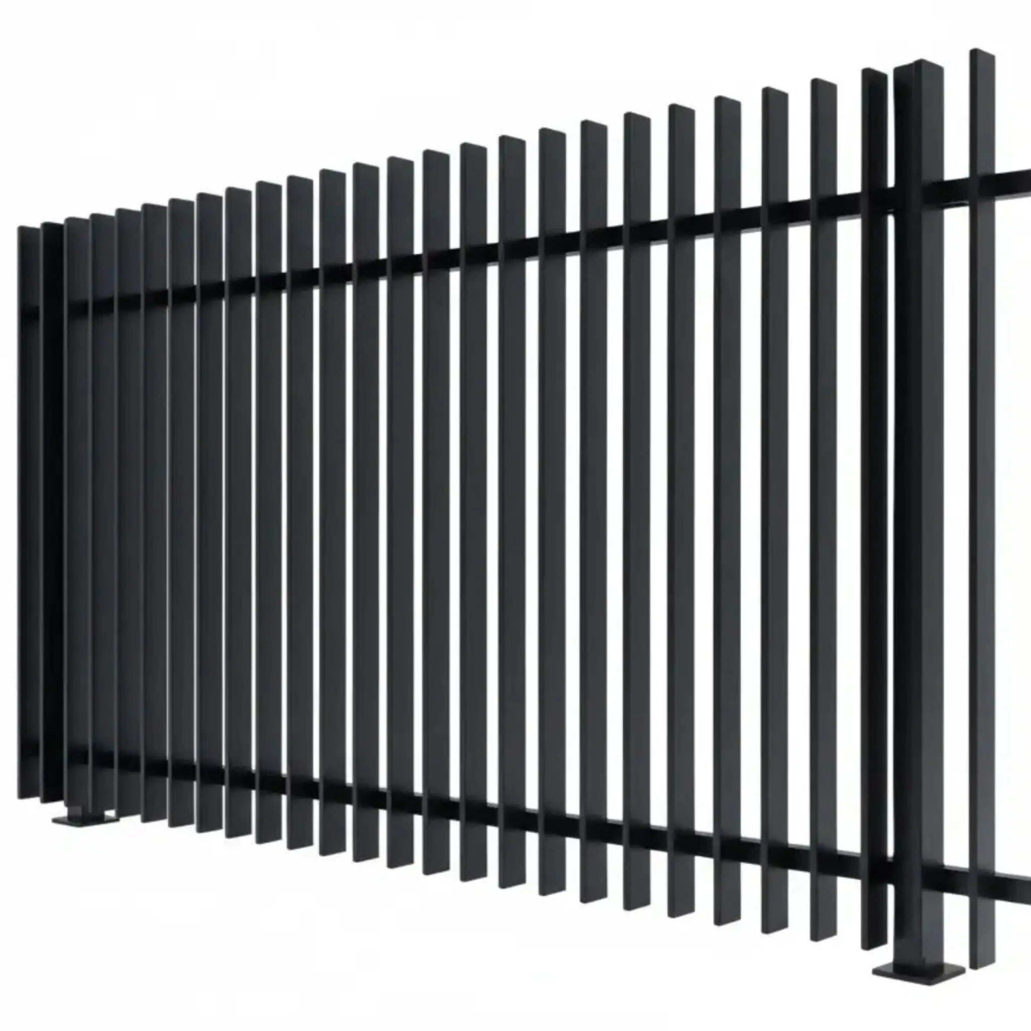 Finn fence panel with aluminum capping and rake-able design 1750mm height in black - XGATE NZ