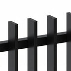 Close-up of Finn aluminium fence panel in black with capping detail - XGATE NZ
