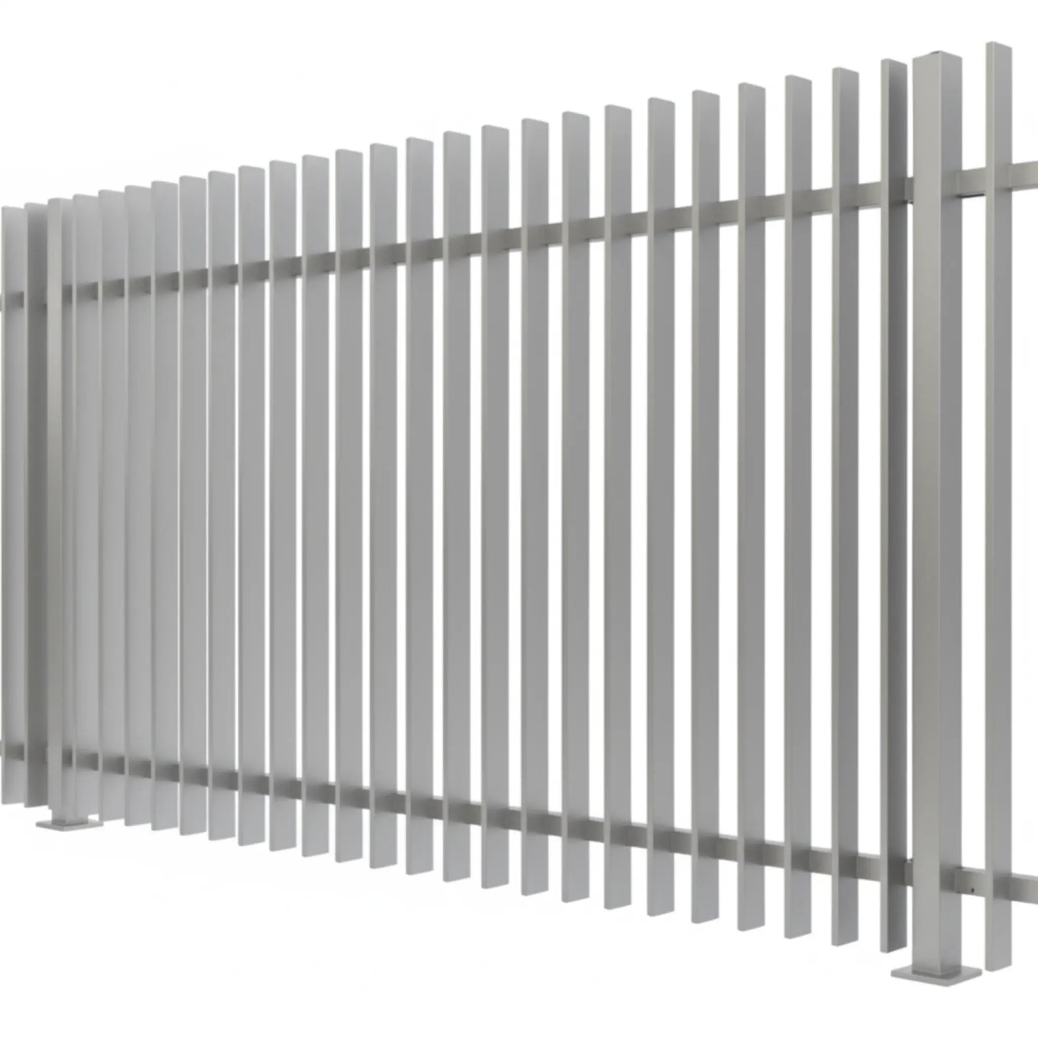 Finn fence panel with aluminum capping and rake-able design 1750mm height in silver - XGATE NZ