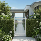 Finn aluminium pedestrian gate in white, installed at Stanmore Bay, Whangaparaoa - XGATE NZ