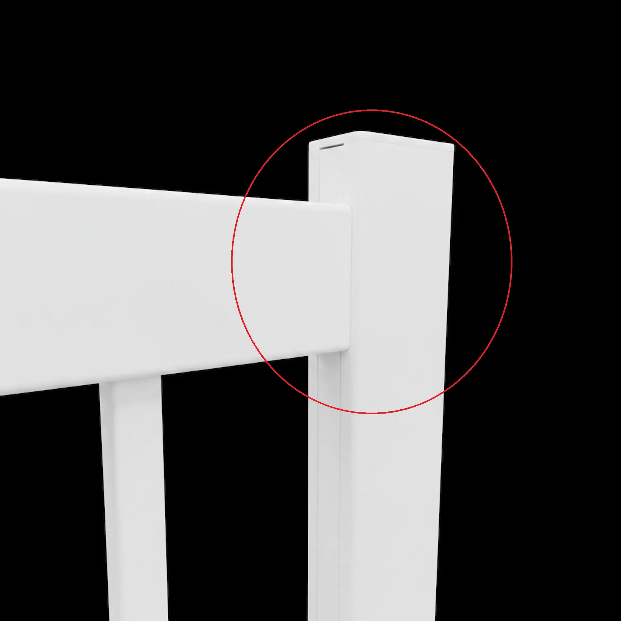 Gate Post Rail Junction Close Up White - Vertical Louvre-Slat Double Swing Gate XS10W - XGATE NZ
