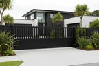 Half open sliding gate in black, installed at 1800mm high - XGATE NZ