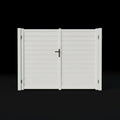 Horizontal Louvre-Slat Aluminium Double Swing Gates White - XGATE NZ