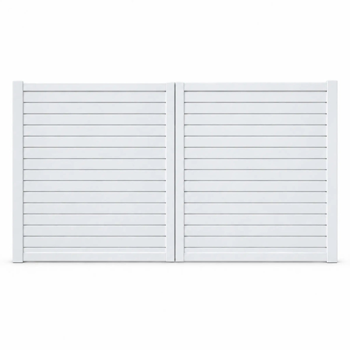 Horizontal Louvre-Slat Aluminium Double Swing Gates | White | XS09W | NZ