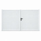 Horizontal Louvre-Slat Aluminium Double Swing Gates | White | XS09W | NZ