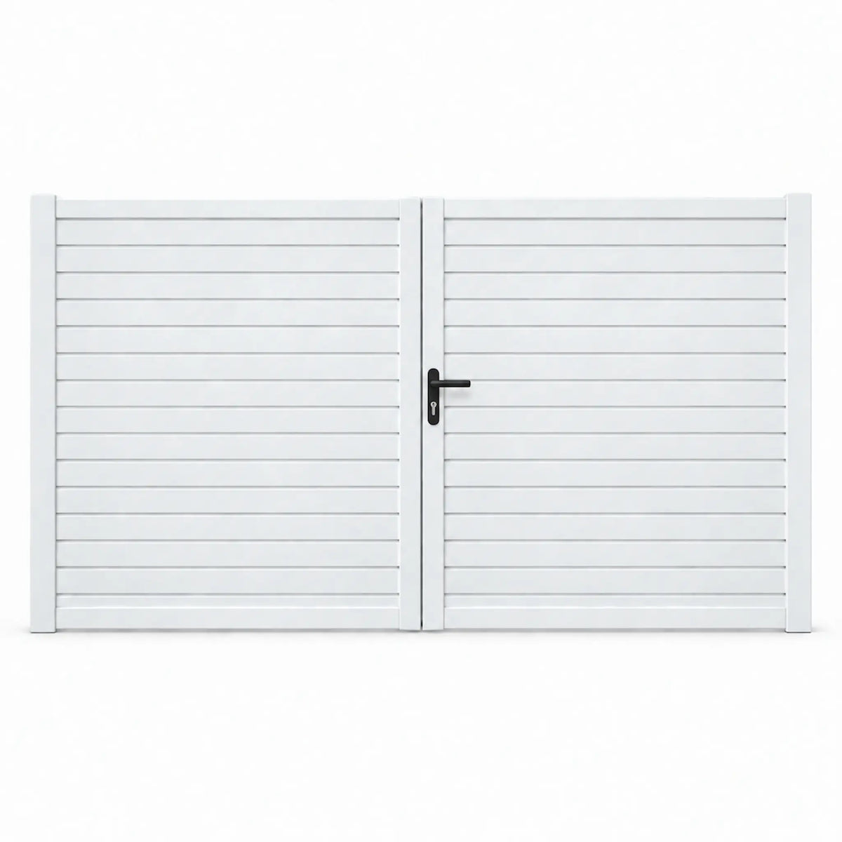Horizontal Louvre-Slat Aluminium Double Swing Gates | White | XS09W | NZ