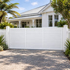 Horizontal Louvre-Slat Aluminium Sliding Gate | White | XG09W | NZ