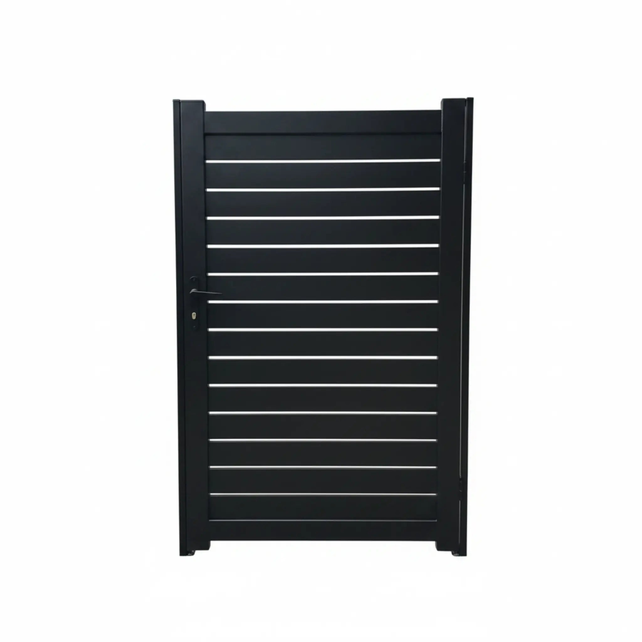 Horizontal slat aluminium pedestrian gate in black - XGATE NZ