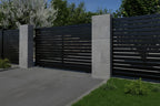 Horizontal Slat Sliding Gate 3370mm in Black Installed - XGATE NZ