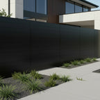 Horizontal tongue and groove aluminium fence panel in black, 1800mm height, installed in Auckland - XGATE NZ