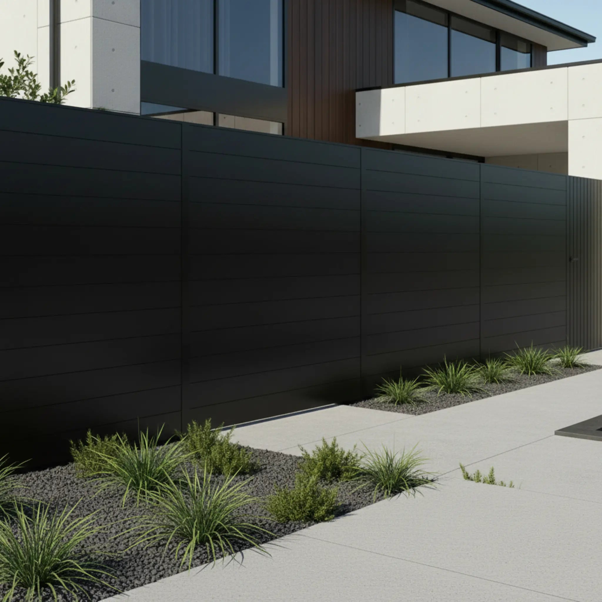 Horizontal Tongue & Groove Aluminium Fence | Black | XF05B | NZ