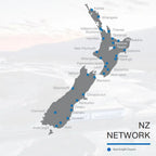 Map of New Zealand with Mainfreight depots marked - XGATE NZ