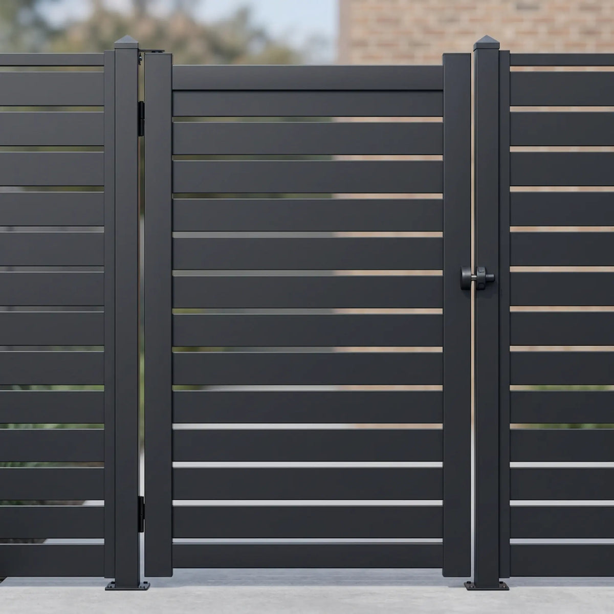 Horizontal Slat Aluminium Pedestrian Gate | Black | XP07B | NZ