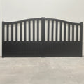 Semi-Closed Arch Aluminium Double Swing Gates Black XS19B - On Display - XGATE NZ