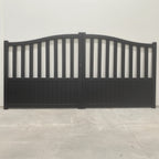 Semi-Closed Arch Aluminium Double Swing Gates Black XS19B - On Display - XGATE NZ