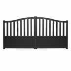 Semi-Closed Arch Aluminium Double Swing Gates Black XS19B - Front View - XGATE NZ