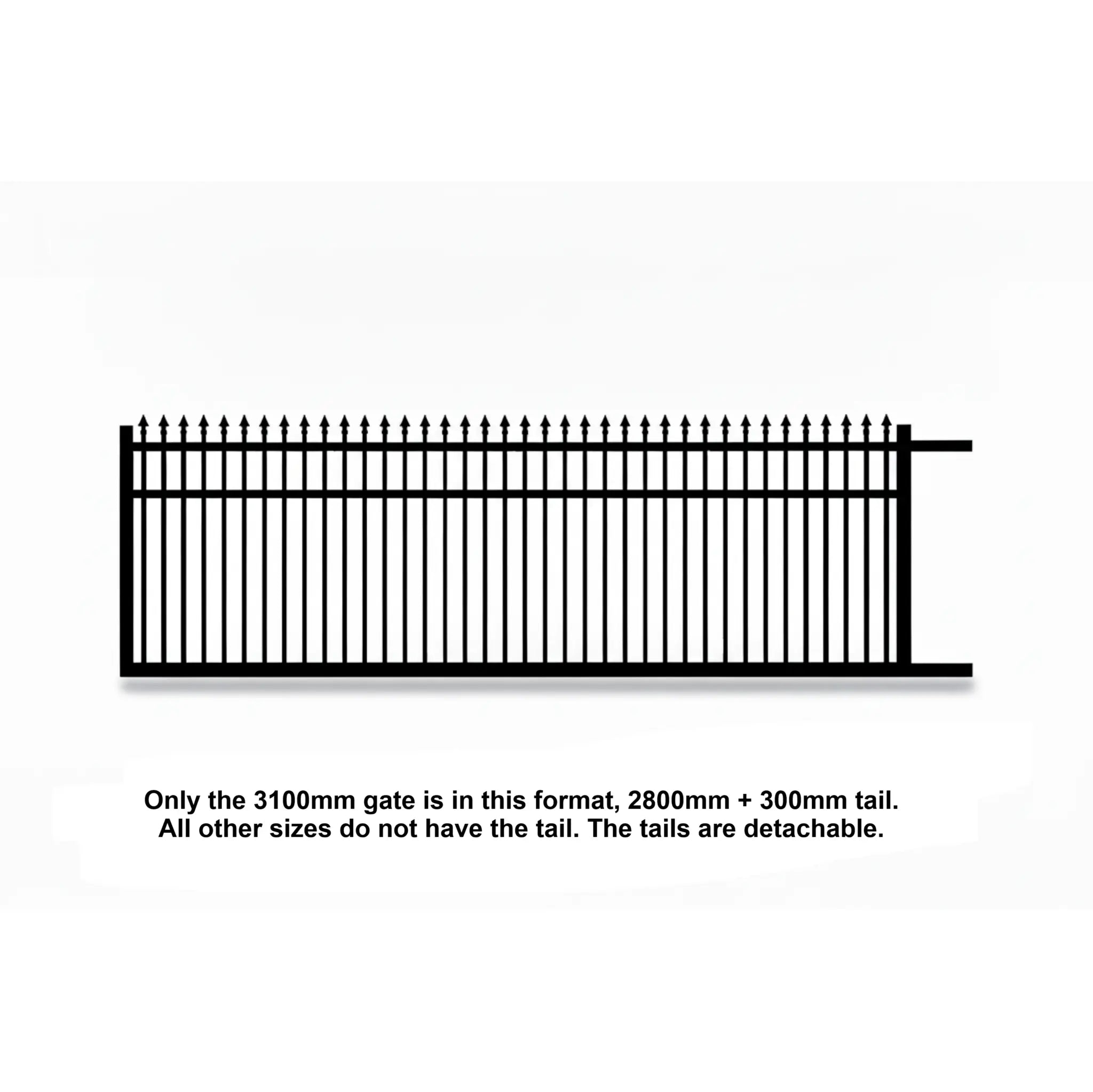 Spear top aluminium sliding gate 3100mm long in black - XGATE NZ