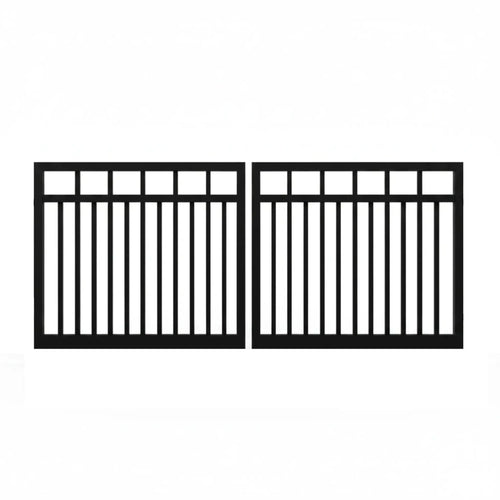 Straight top aluminium double swing gates in black - XGATE NZ
