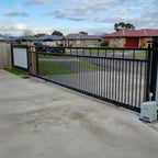 Straight top aluminium sliding gate 1200mm height in black, installed at Papatoetoe - XGATE NZ