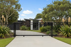 Straight top sliding gate in black, installed at 1500mm high - XGATE NZ
