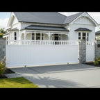 Top window sliding gate in white installed at a NZ villa - XGATE NZ