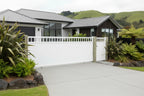 Top window sliding gate in white installed - XGATE NZ
