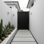 Vertical Louvre Aluminium Pedestrian Gate Black XP04B - Installed - XGATE NZ