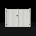 Vertical Louvre-Slat Aluminium Double Swing Gates White - XGATE NZ