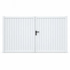 Vertical Louvre-Slat Aluminium Double Swing Gates | White | XS10W | NZ
