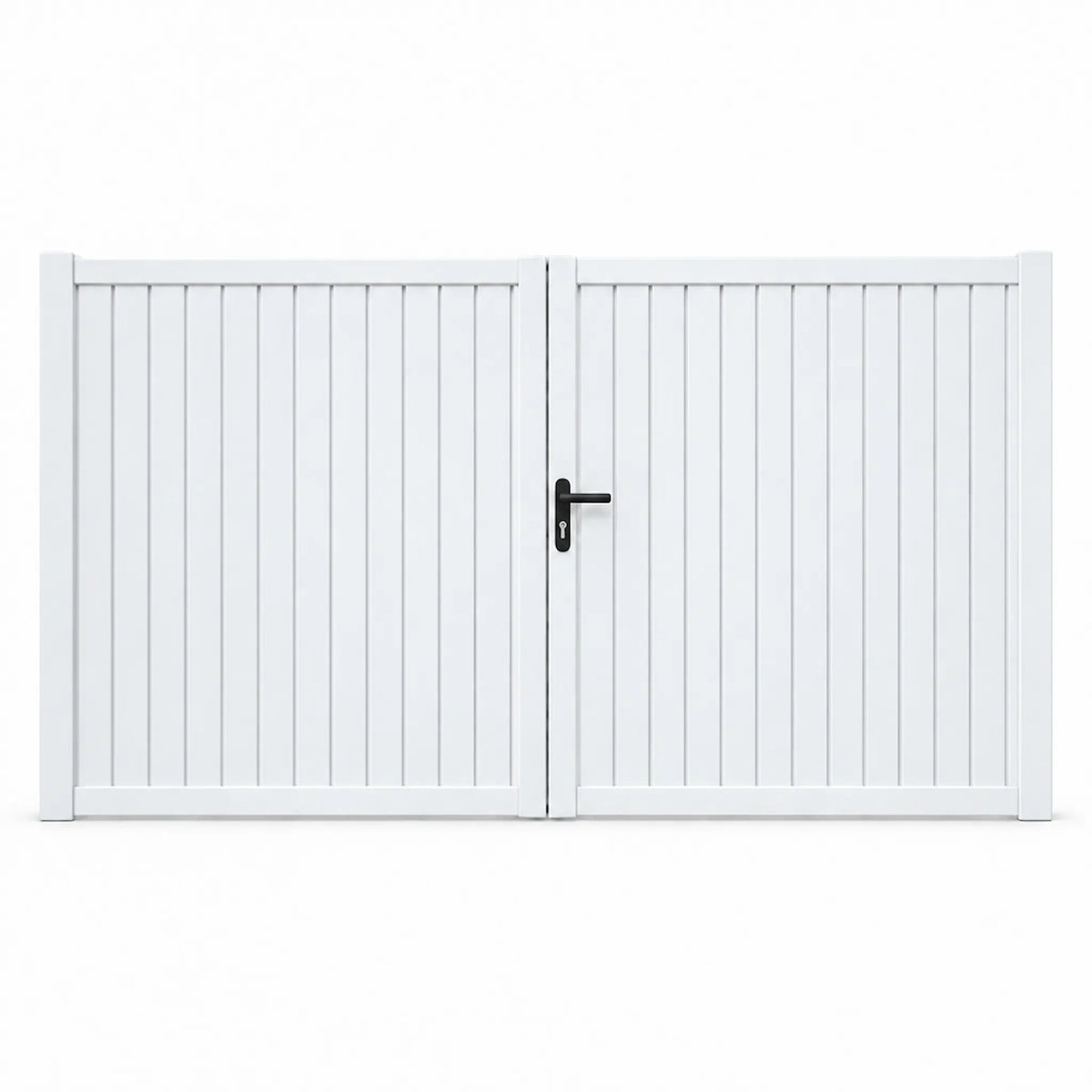 Vertical Louvre-Slat Aluminium Double Swing Gates | White | XS10W | NZ