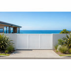 Vertical Louvre-Slat Aluminium Sliding Gate | White | XG10W | NZ