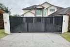 Vertical Slat Sliding Gate in Black 5015mm Installed - XGATE NZ