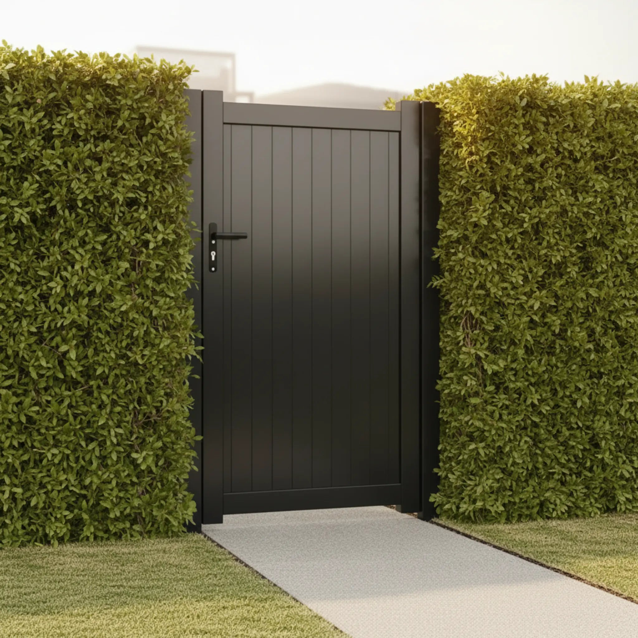 Vertical Tongue & Groove Aluminium Pedestrian Gate | Black | XP06B | NZ