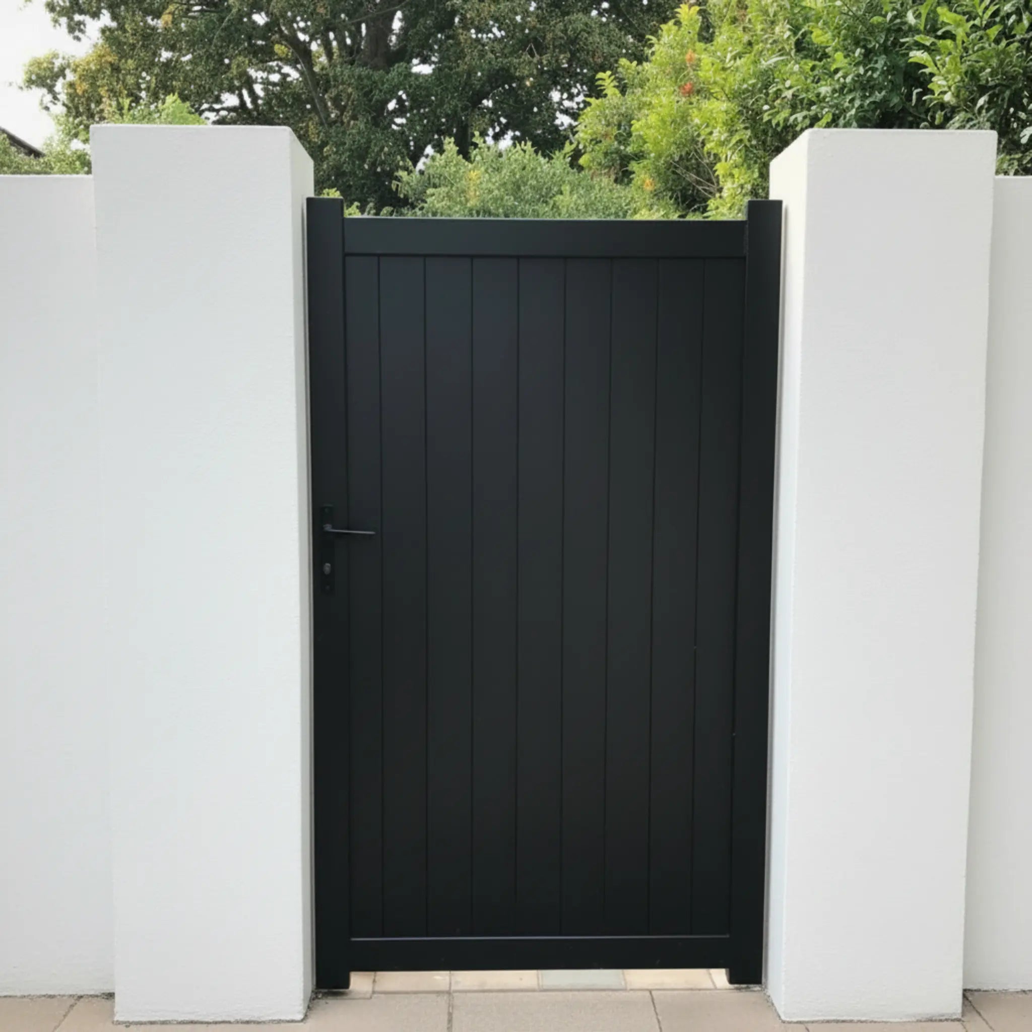 Vertical Tongue & Groove Aluminium Pedestrian Gate | Black | XP06B | NZ