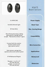 XGATE Wired Infrared Photocell Sensors Specifications - XGATE NZ